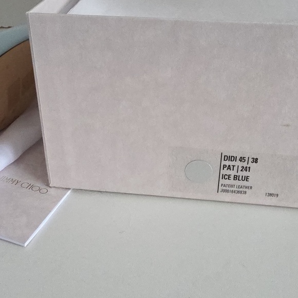 NIB JIMMY CHOO | Didi 45 patent leather slingback pumps HEELS Ice Blue SZ 38 - Picture 8 of 8